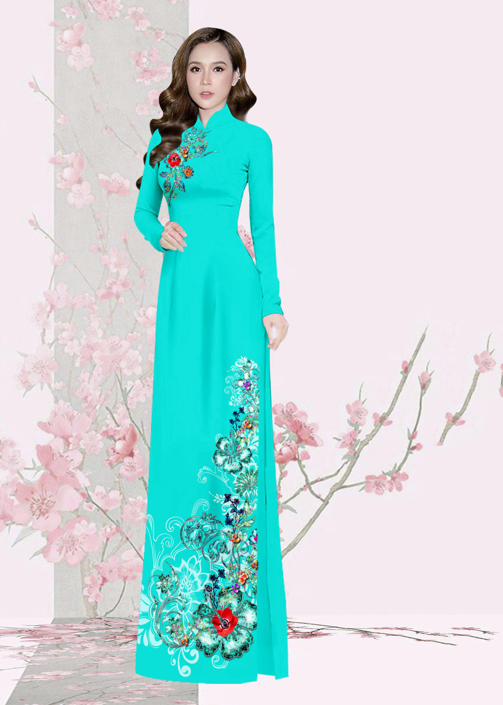 Mua Vải Áo Dài Họa Tiết Hoa Xanh Độc Đáo Màu Xanh Ngọc St924M12 | Tiki