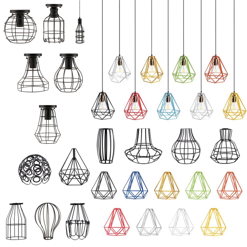 Edison Vintage Pendant Light Chandelier Cage Hanging Lamp Lampshade Decor A