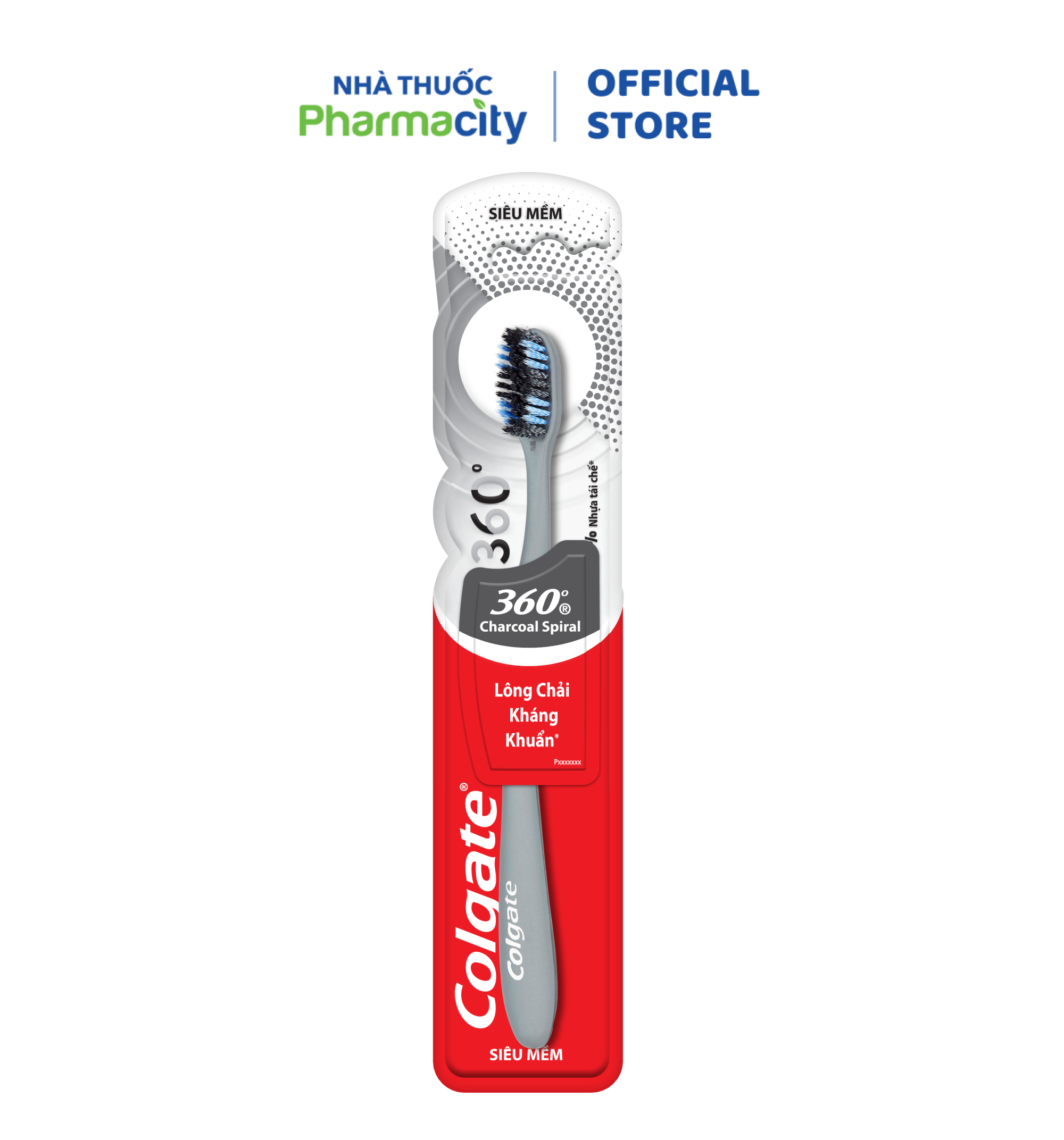 Bàn Chải Đánh Răng COLGATE 360 Charcoal Spiral Lông Chải Siêu Mềm Xoắn Kép Phủ Than