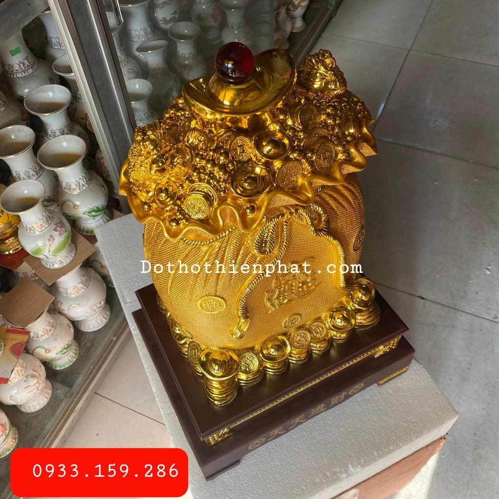 Túi vàng Kim Bảo Tài Lộc phong thủy cao 34cm màu vàng loại 1 rất đẹp