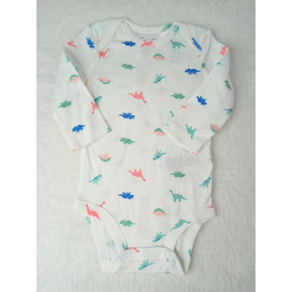 Bodysuit cho bé dài tay trắng họa tiết khủng long chất liệu cotton thoáng mát từ 0-24 tháng 126H570C