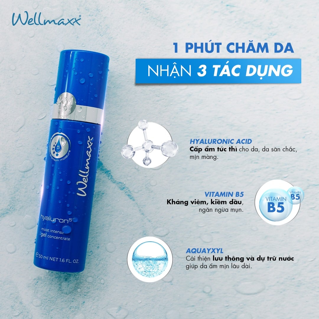 Gel Dưỡng Ẩm Phục Hồi Da Wellmaxx Hyaluron HA B5 Hyaluron5 Moist Intense Gel Concentrate