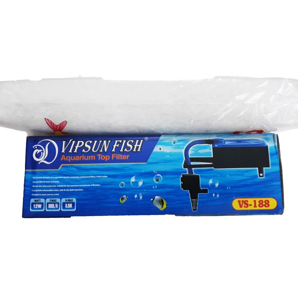 Máy Bơm Máng Lọc Nước Hồ Cá VS-188, RS-188 & Bông Lọc - Bộ Bơm Lọc Nước Bể Cá Vipsun