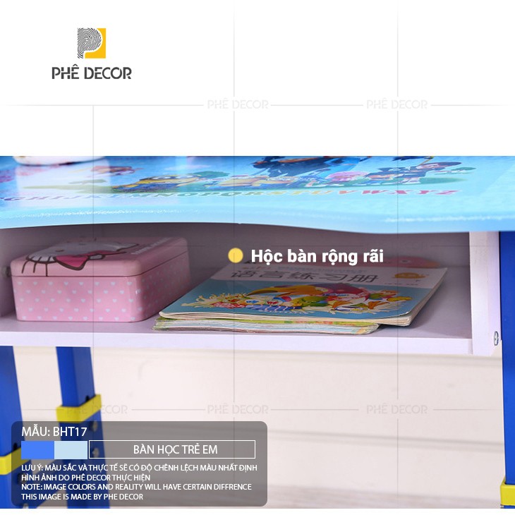 BÀN HỌC TRẺ EM BAMBI - BHT17 - Bàn + Ghế + Giá chỉnh cổ