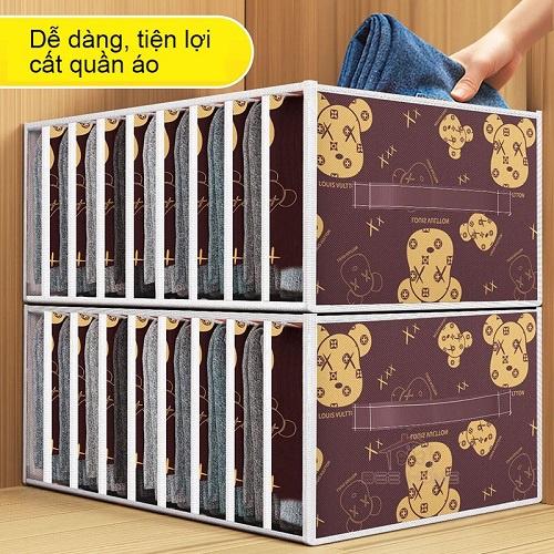 Hộp Vải Đựng Quần Áo, Đồ Lót, Vớ Tất Chia 9 Ngăn Gấp Gọn Tiện Dụng Có In Họa Tiết Sắc Nét Dễ Vệ Sinh