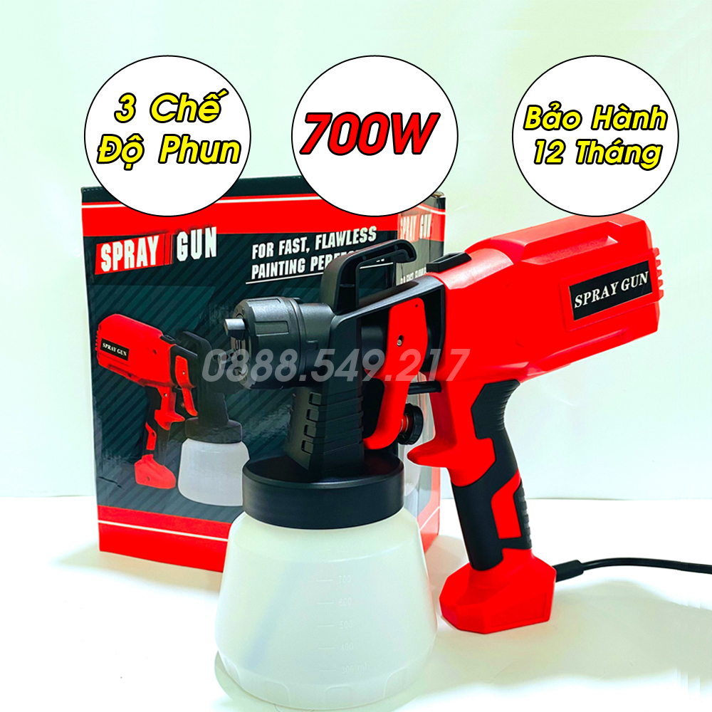 Máy Phun Sơn Cầm Tay Công Suất 700W Cực Mạnh - Phun Sơn Chuyên Dụng Chuẩn Lõi Đồng Thiết Kế Mới