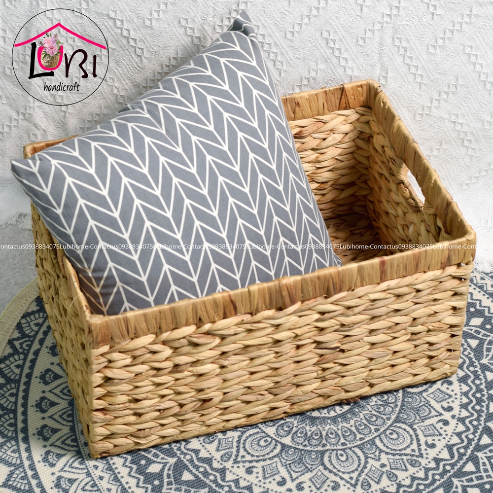Lubihandicraft - Sọt đựng đồ đan lục bình miệng bo đôi - đơn giản, xinh xắn