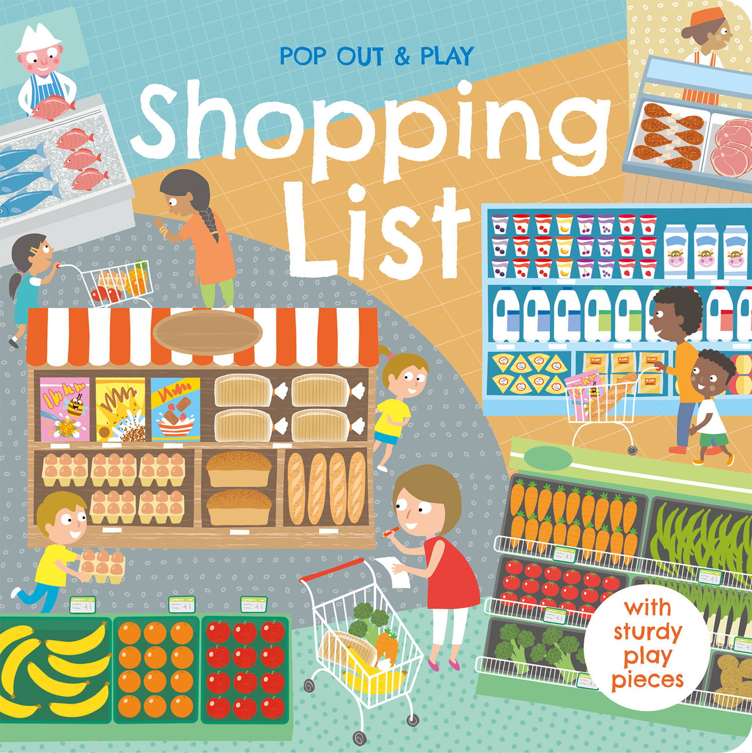 Sách tương tác lật mở - Mua sắm đi chợ - Shopping list (pop out and play book)