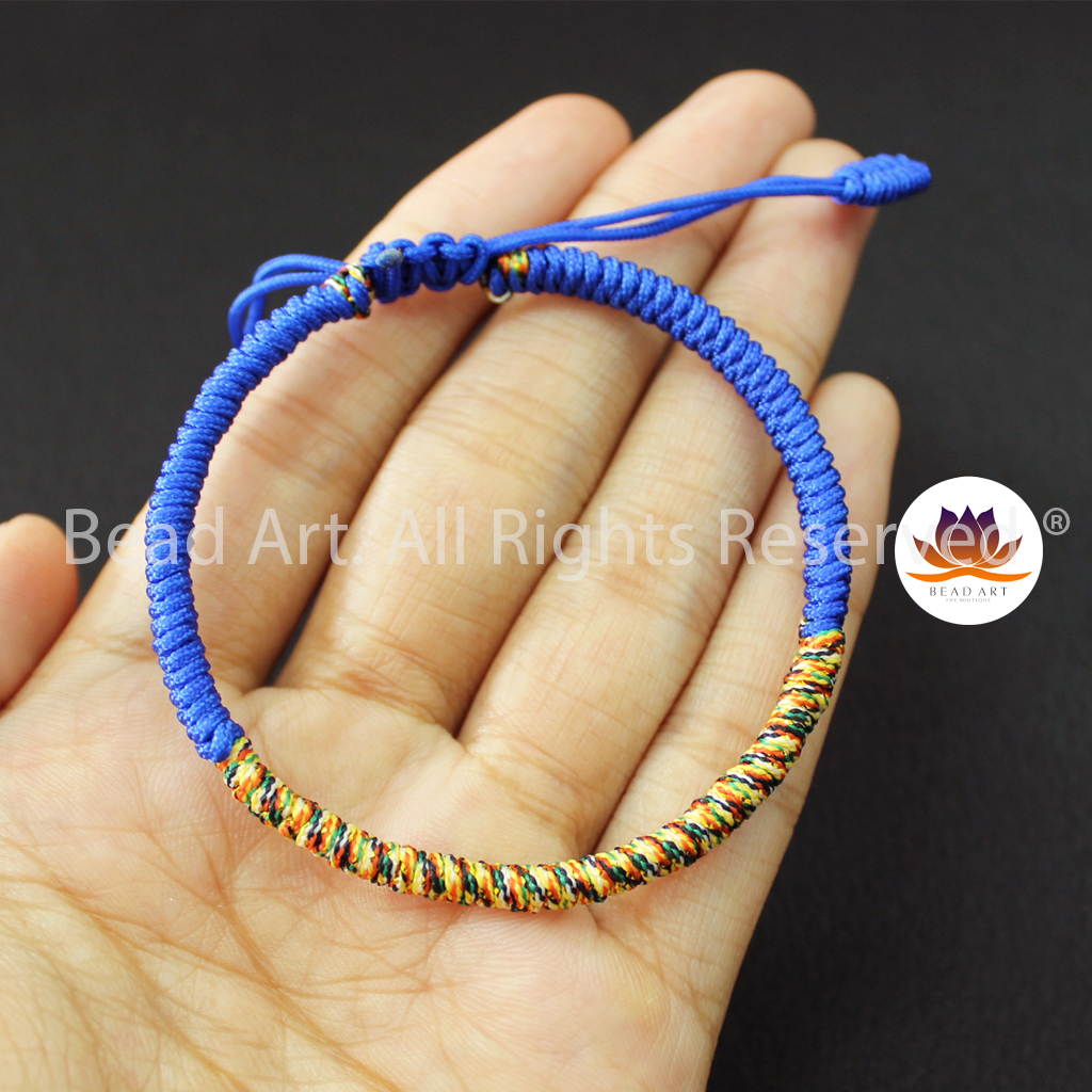 Vòng Tay Dây Ngũ Sắc Thắt Chỉ Màu Tibet Handmade Xanh Dương Mệnh Thuỷ, Mộc, Vòng Tay Phong Thuỷ, Chuỗi Hạt - Bead Art