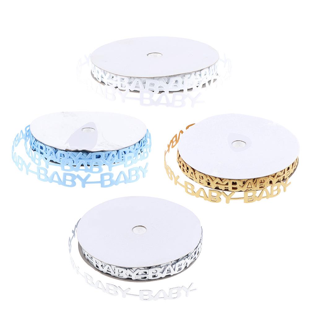 20 Yards BABY Letter Satin Ribbon for Kids Birthday Party Decoration White