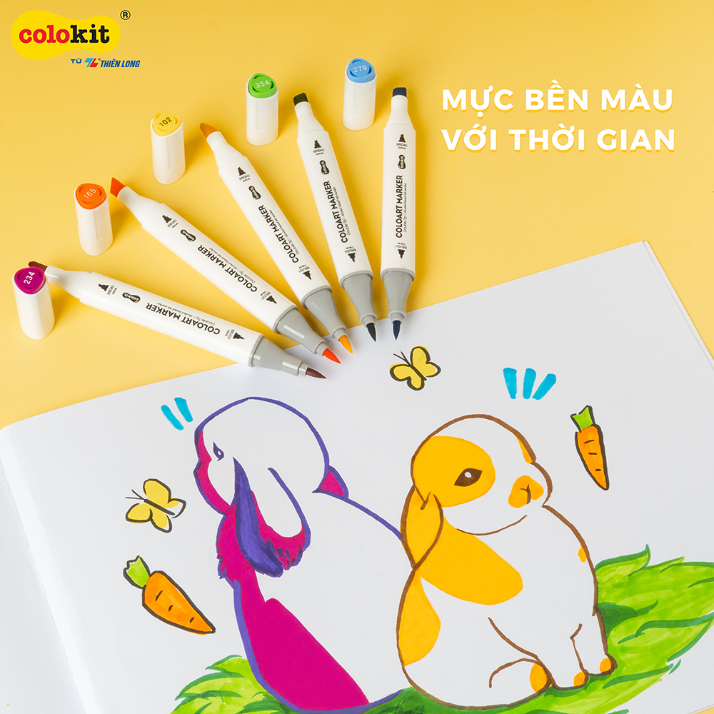 Bút màu dạ Art Marker Thiên Long Colokit - Tặng sổ Sketch - Bộ 12/24 màu- Bút màu dạ 2 đầu siêu đẹp dùng cho caligraphy