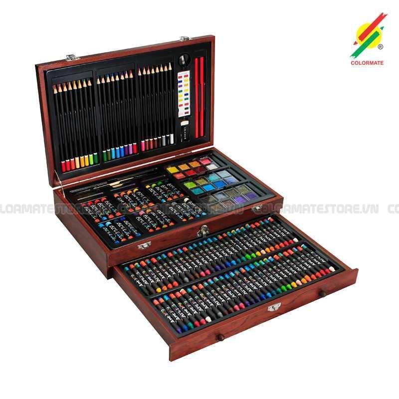 Bộ màu vẽ hộp gỗ 142 chi tiết, Art Set, Set Màu Vẽ Cho Bé, Quà Tặng Cho Bé - COLORAMATE