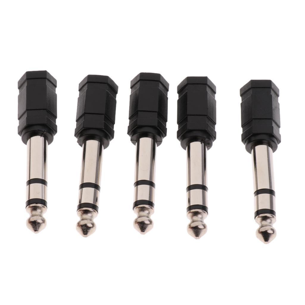 5x 6.35mm Male to 3.5 mm Female M/F Jack Audio Stereo Adapter Converter