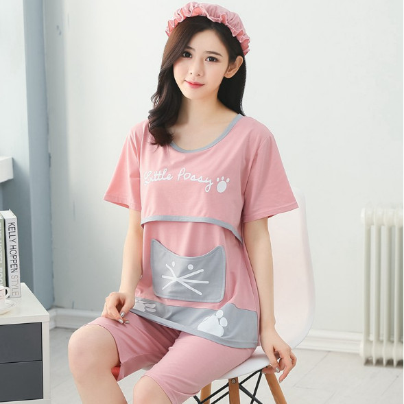 Bộ đồ bầu và sau sinh cotton -  hồng AZ20