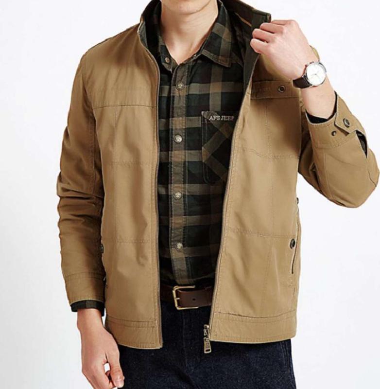 Men's Middle-Aged Elderly Casual Tooling Jacket Cotton Loose Wear On Both Sides