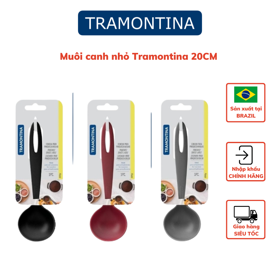 Muôi Múc Canh Nhỏ Tramontina 20cm Bằng Nhựa PA An Toàn Chịu Nhiệt Nhập Khẩu Brazil