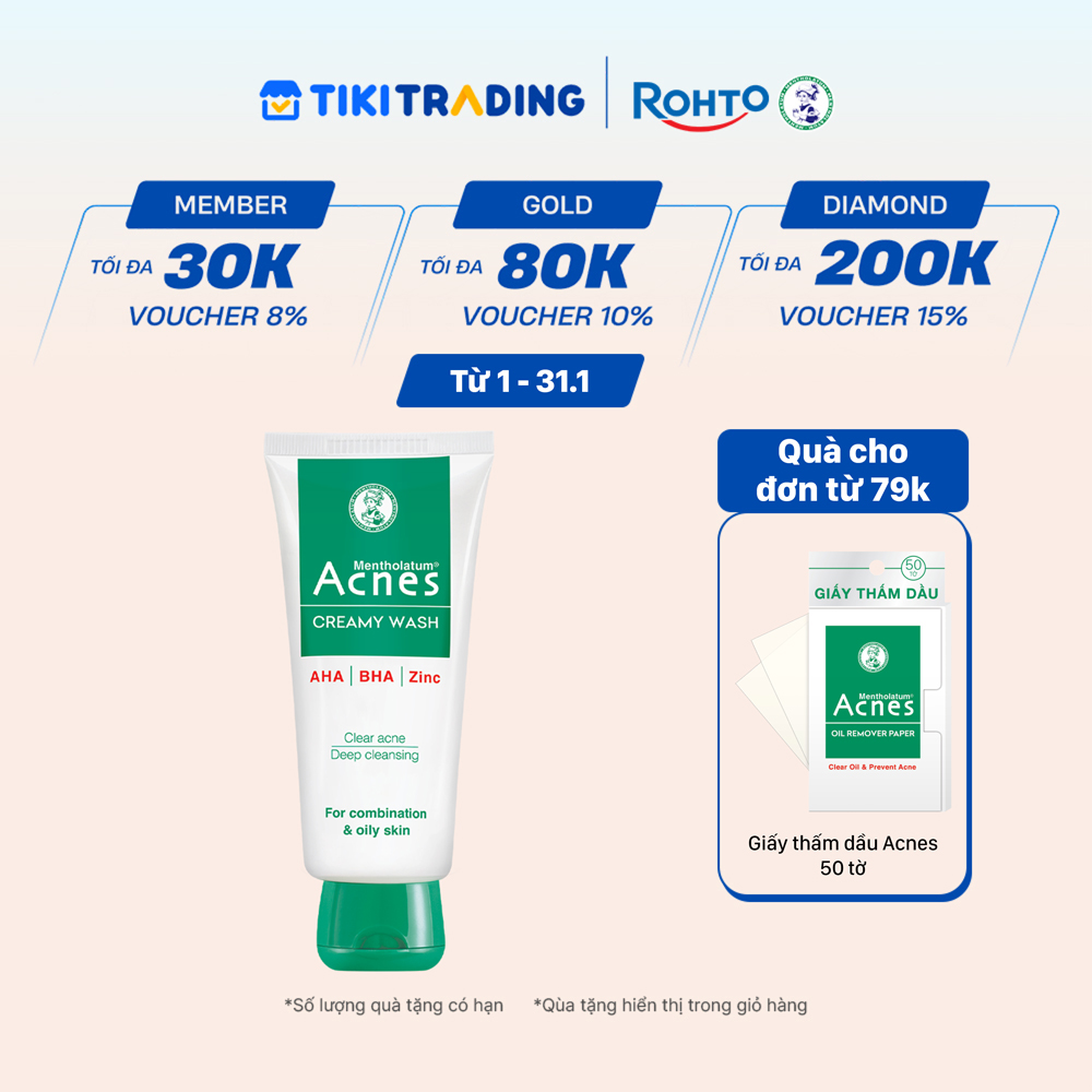Sữa rửa mặt ngăn ngừa mụn Acnes Creamy Wash 100g