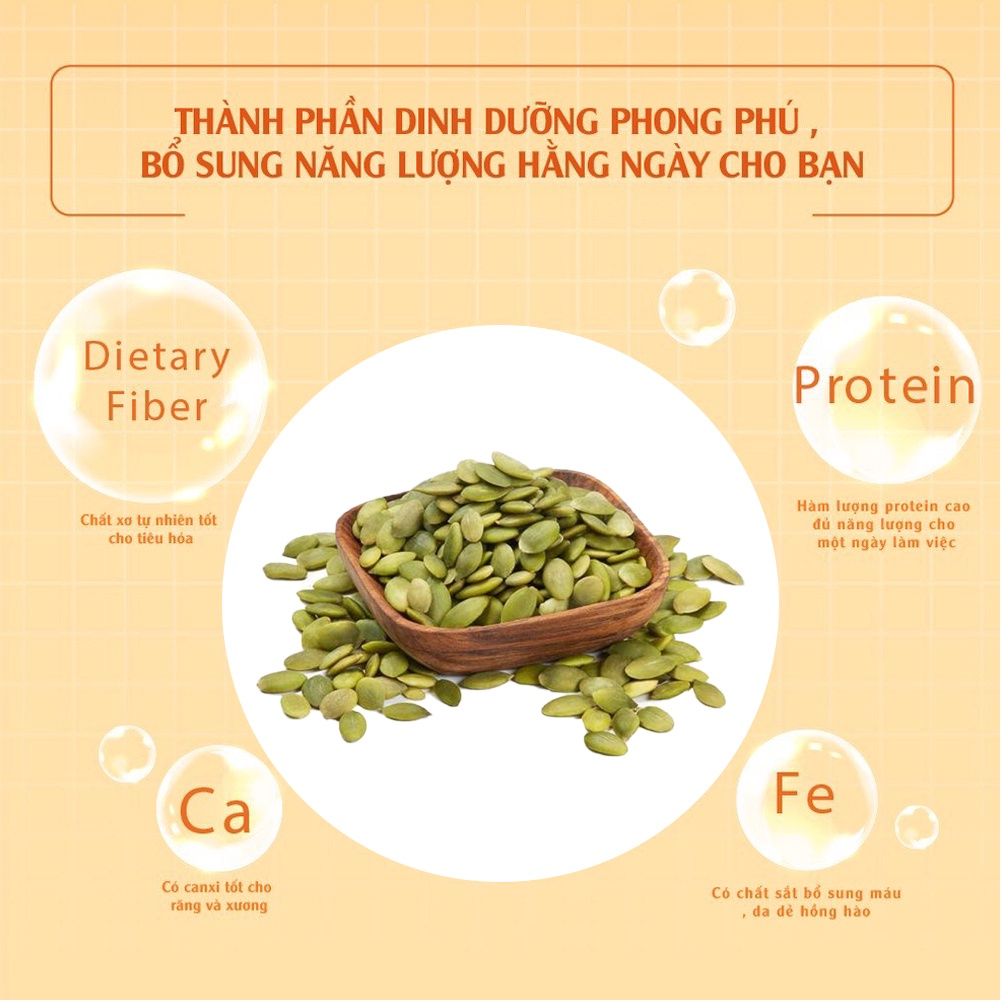 Hạt bí xanh tự nhiên tốt cho sức khỏe, ăn vặt 1kg Dan D Pak