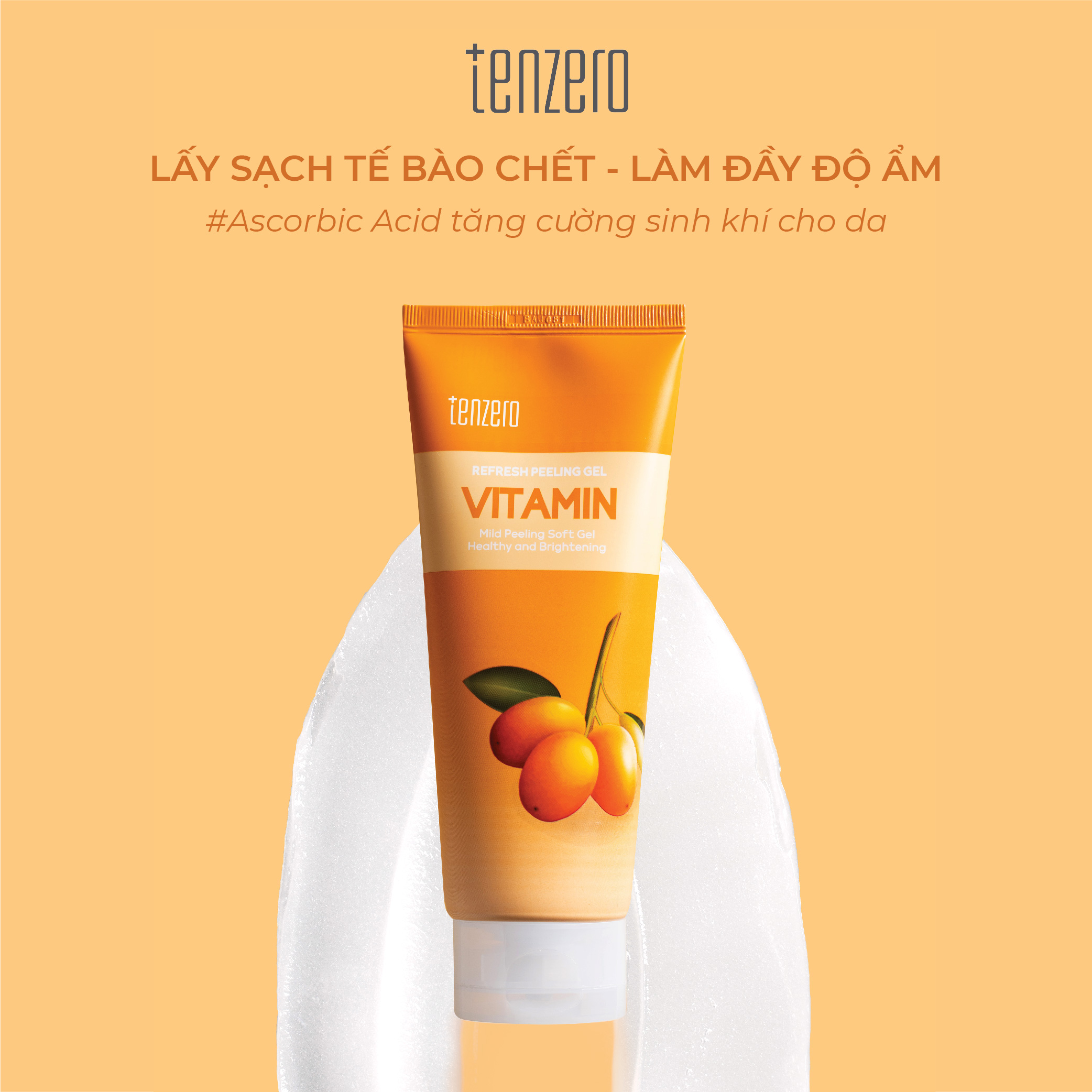 Gel Tẩy Tế Bào Chết Làm Sáng Da Tenzero Refresh Peeling Gel Vitamin 180ml