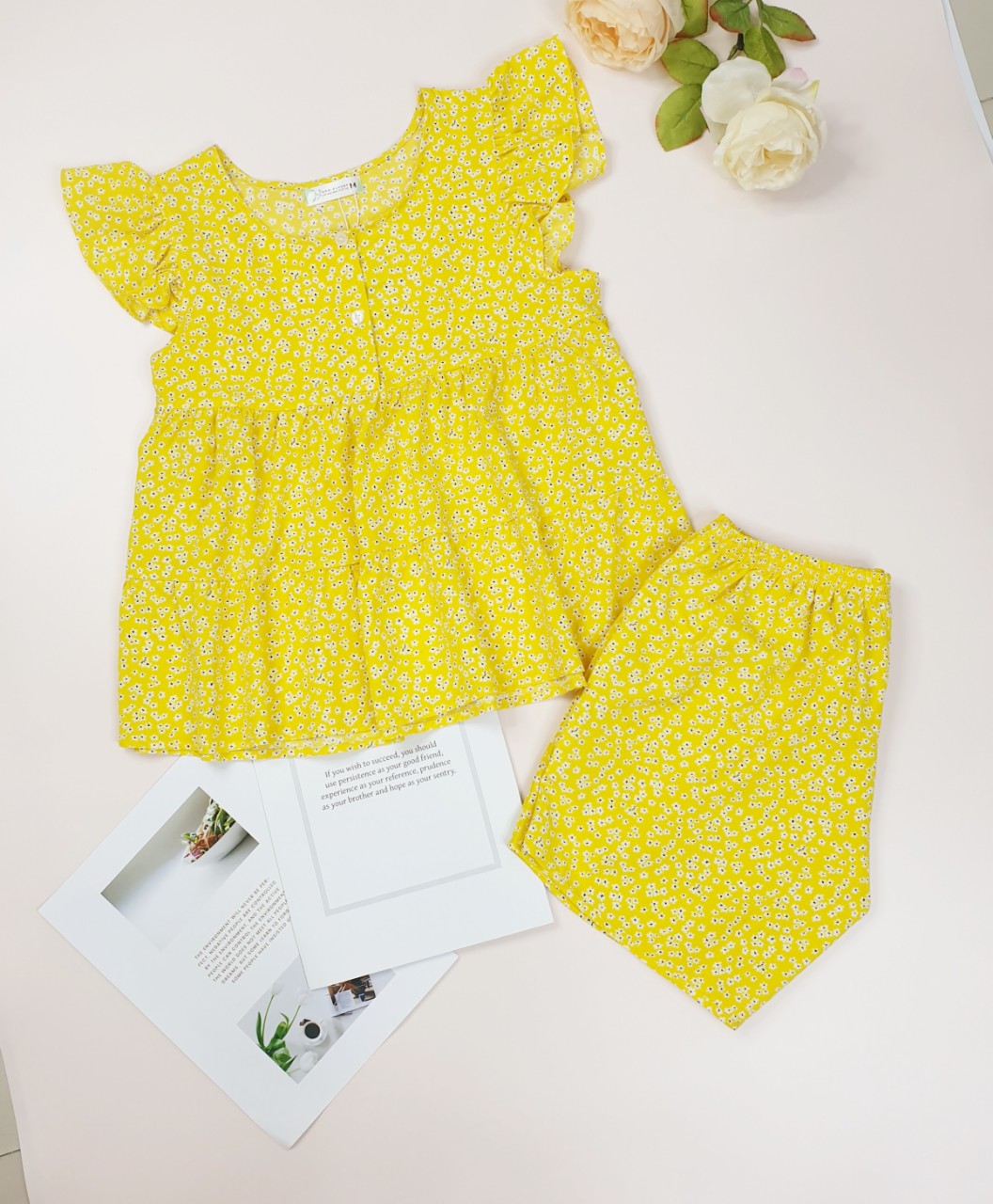 Bộ đồ ngủ Babydoll Mango tay phồng Cexi quần short có độ co giãn nhẹ, thoáng mát cao cấp mặc nhà HAN CLOSET