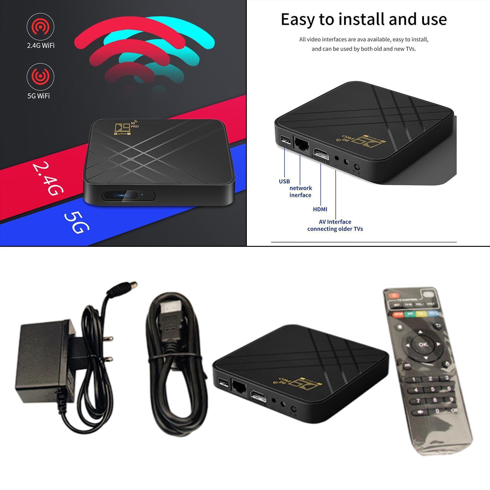 D9PRO Android Media Player Set Up Box WIFI Bluetooth  +128G US