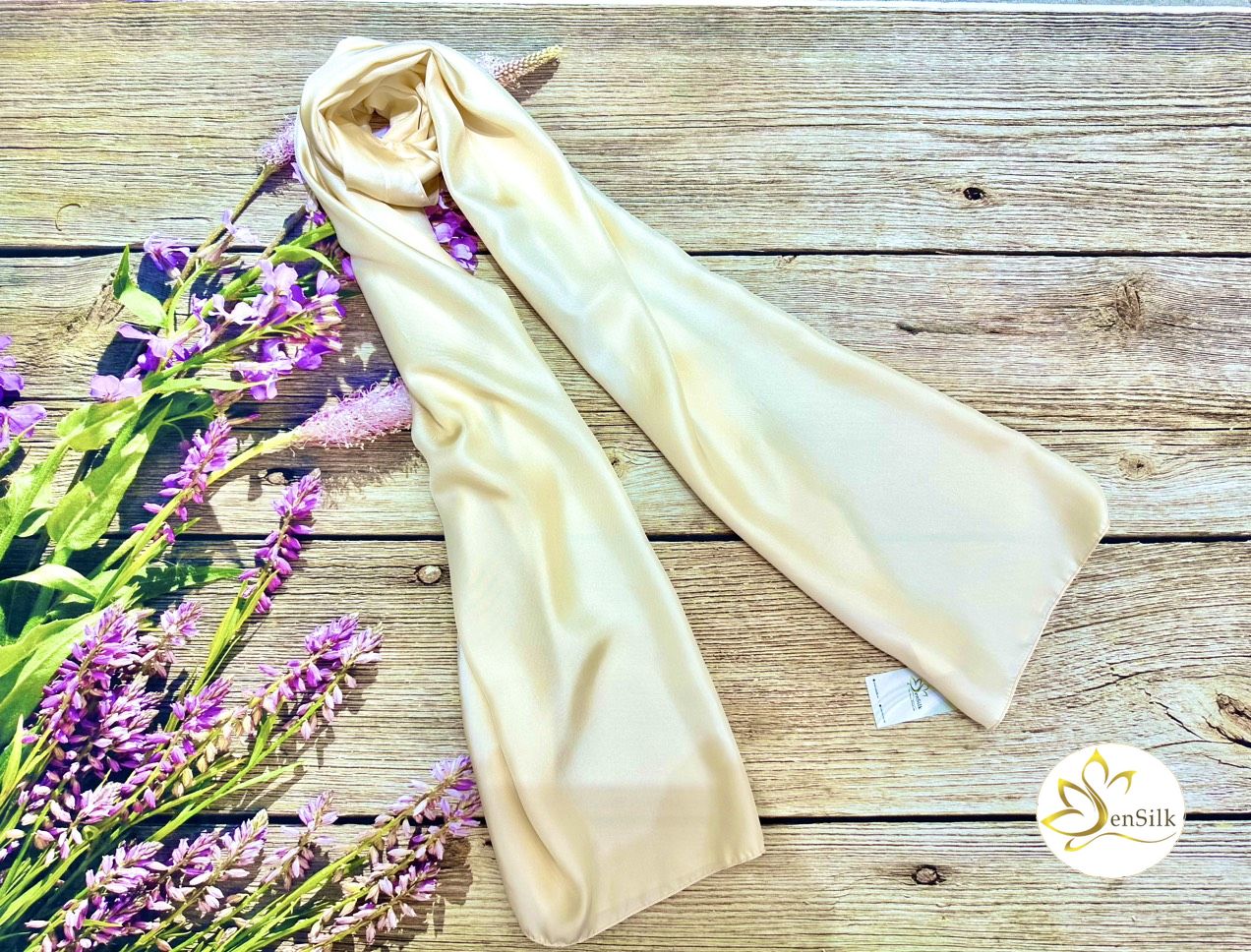 Khăn Lụa Thời Trang Cao Cấp SenSilk (Vàng Nude) - 100% Natural Vietnam Silk, Khăn Lụa Tơ Tằm Bảo Lộc, Khăn Lụa Bảo Lộc Cao Cấp