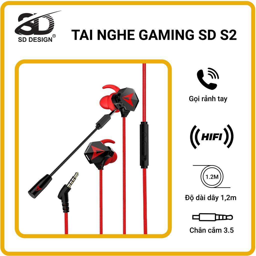 Tai nghe Gaming S2 SD DESIGN chuyên dùng cho game thủ PC PUBG/ROS/FreeFire có mic rời, chân Jack cắm 3.5mm