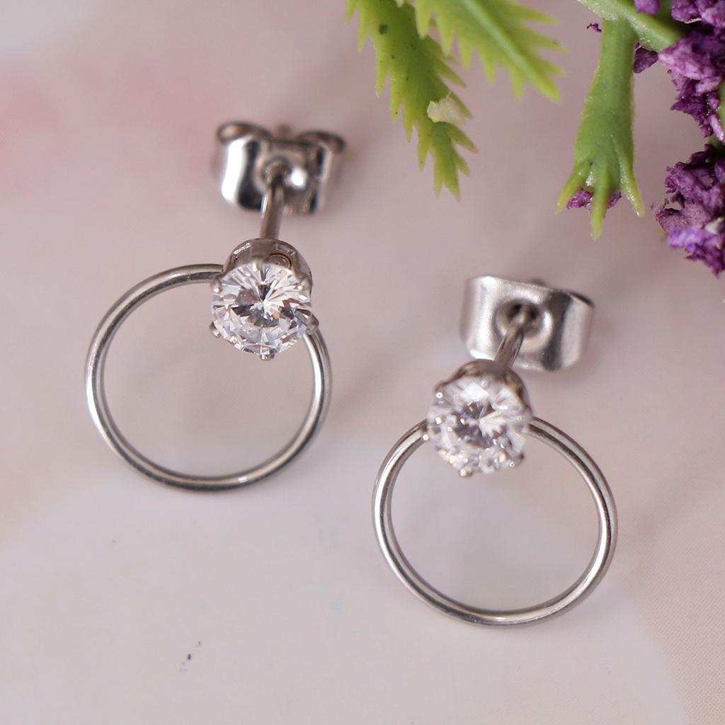 Women Stylish Round Rhinestone Stud Earrings Ear Studs Earring