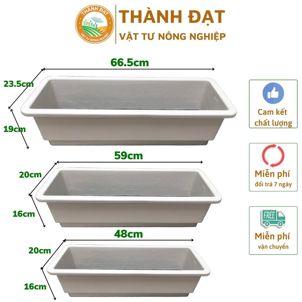 Chậu trồng hoa, trồng rau, trồng cây cảnh, chậu nhựa hình chữ nhật thông minh 3 kích thước 2 màu sắc trắng đen