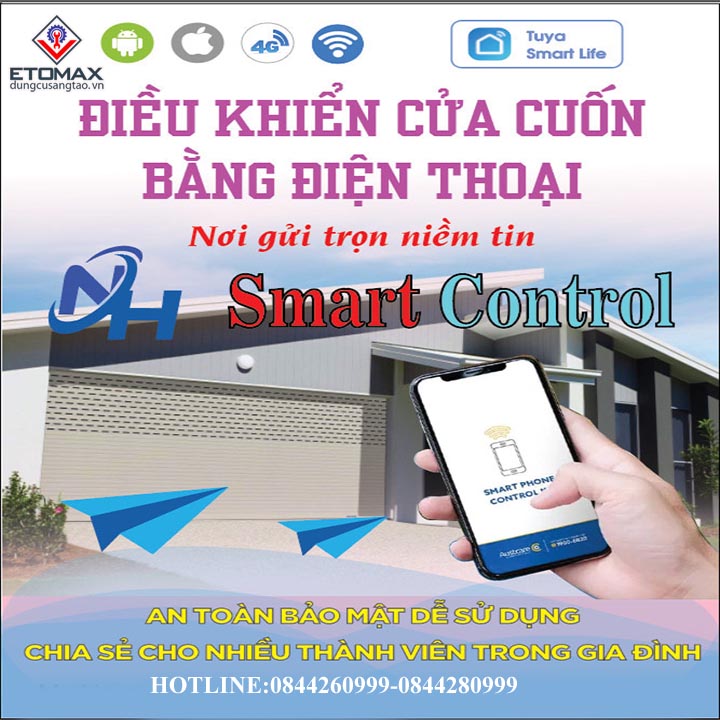 Bộ Điều Khiển Cửa Cuốn Bằng Điện Thoại Smart Control Wifi