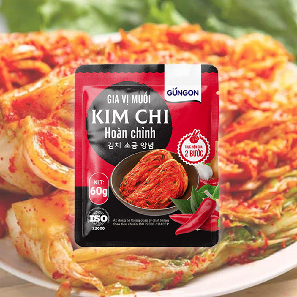 Combo 2 gói bột gia vị muối kim chi Gungon 2 bước chuẩn  vị Hàn Quốc làm được 1.4kg kimchi