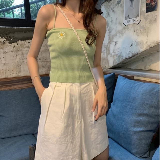Áo 2 dây bún thêu hoa cúc