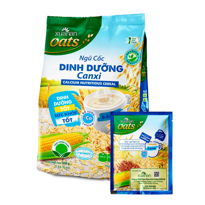 Ngũ Cốc Dinh Dưỡng Canxi Xuân An [ít đường] Túi 400G {25g*16 gói}