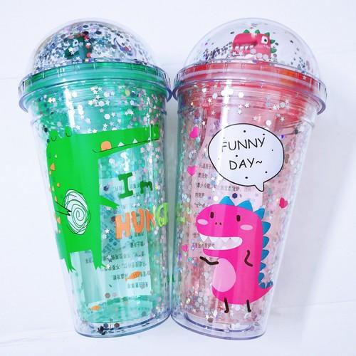 LY PHA LÊ 2 LỚP CÁCH NHIỆT TỐT 450ML KÈM ỐNG HÚT