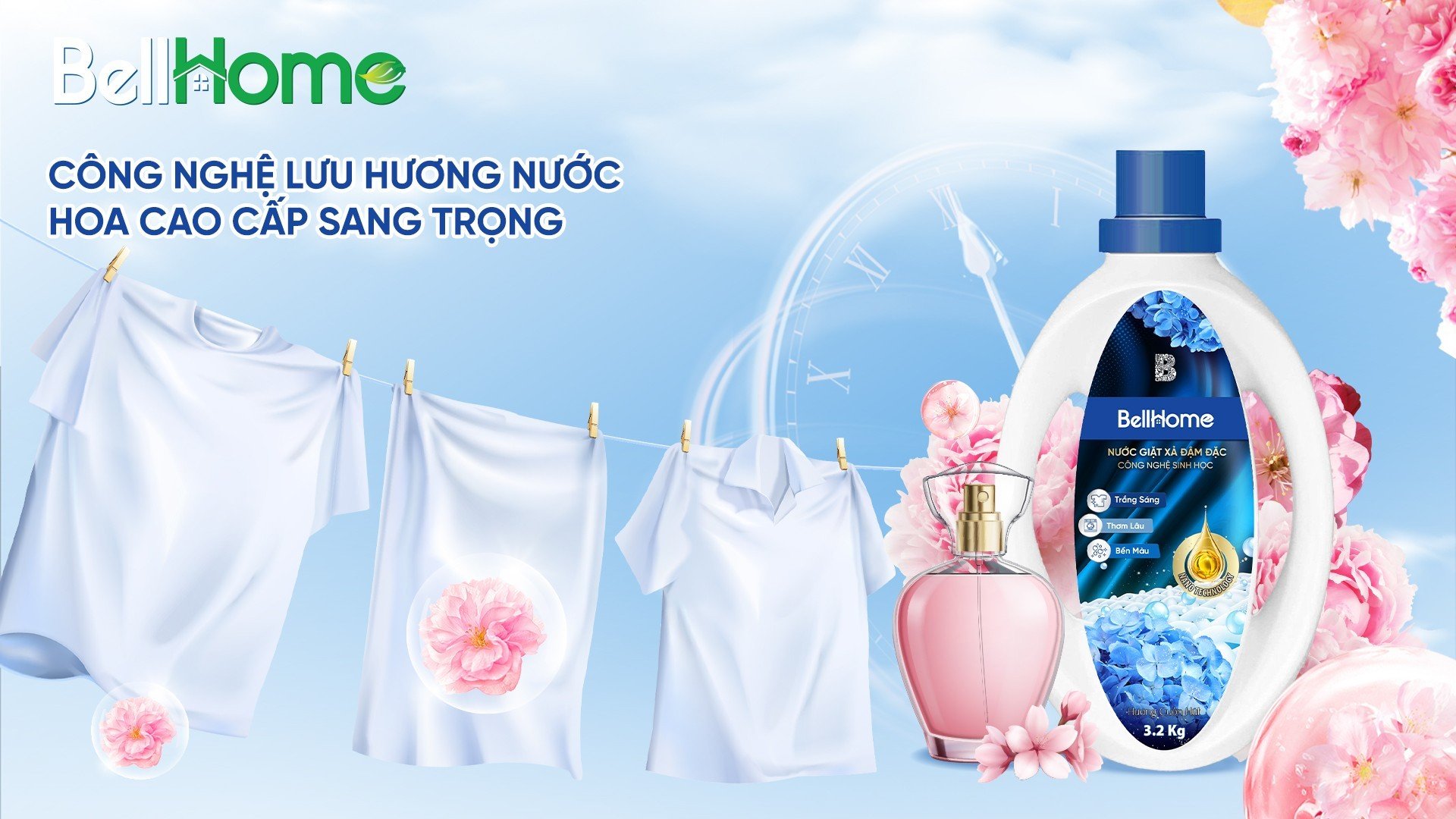 Nước Giặt Xả Công Nghệ Sinh Học Bell Home Hương Sang Trọng 3,2kg