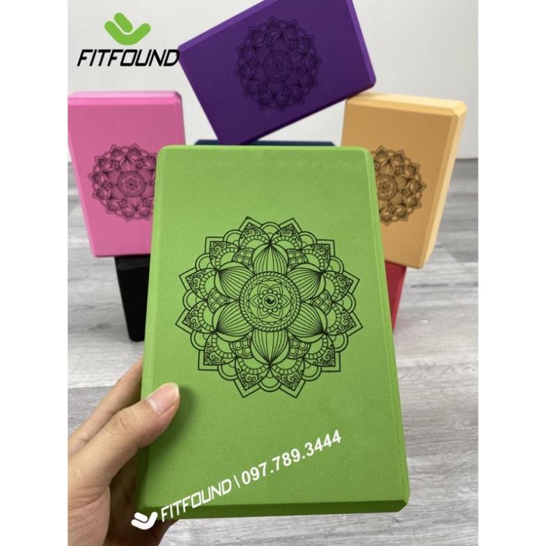 Gạch tập yoga xốp Eva nặng 200g in hoa mandala - Yoga blocks FITFOUND