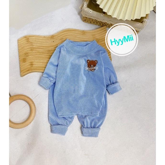 SET 2 Bộ Nhung Lông Tay Dài Cổ 5p Thêu Hình Gấu Siêu Cưng Cho Bé - H1