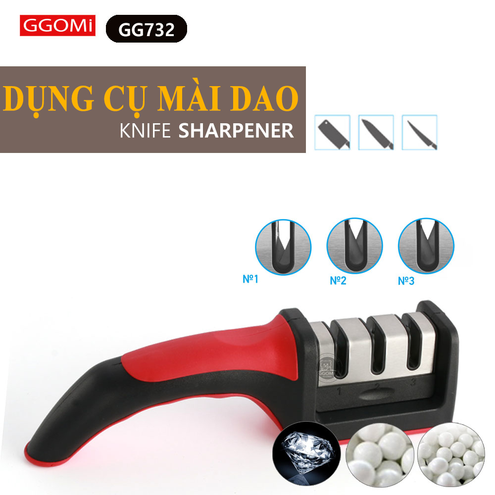 [HÀNG CHÍNH HÃNG] Mài dao 3 lưỡi mài sắc bén, tinh tế, mang lại sự bền bỉ cho lưỡi dao của gia đình GGOMi Hàn Quốc GG732