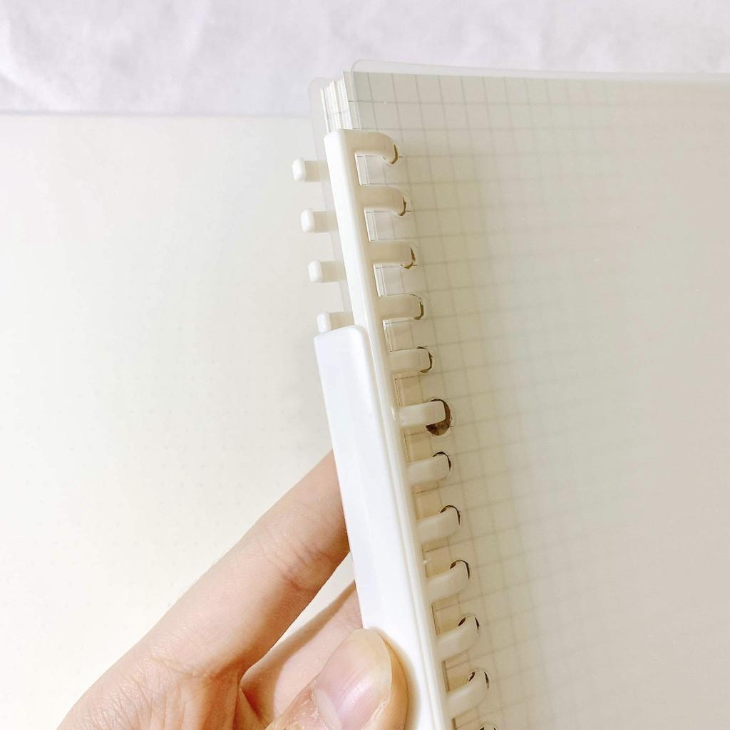 Sổ Còng Binder Bìa Trong Suốt A5/B5 - Sổ Lò Xo Thay Giấy Được Kèm Sẵn 80 tờ Dot/Grid - Sổ Bullet Journal Take Note