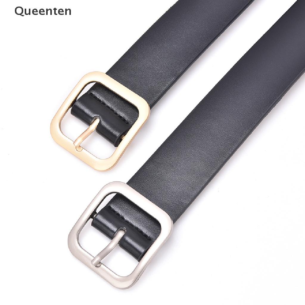 Queenten Fashion Women Girls Belts Leather Square Metal Pin Buckle Waist Belt Waistband VN