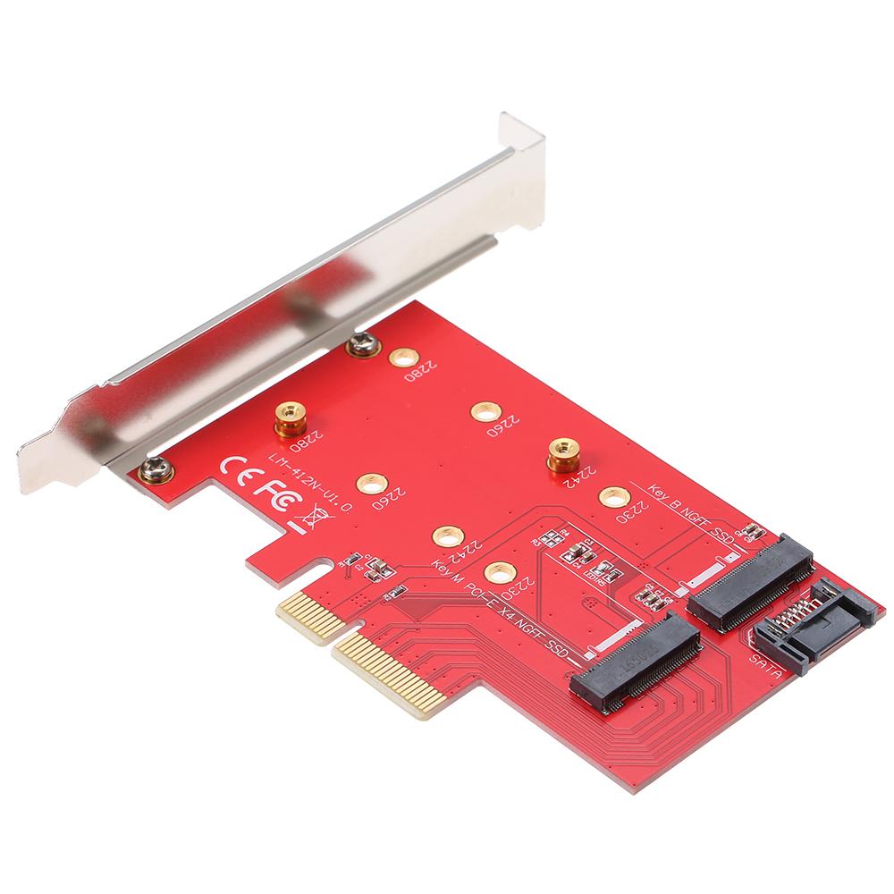 Bộ điều hợp Khe cắm kép M.2 NVME NGFF SSD và B Key M M.2 NGFF SSD đến PCI-E Express x4 Bộ điều hợp Khe cắm