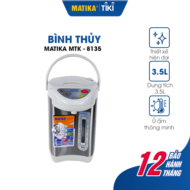 Bình thủy điện Matika MTK-8135 (3,5L) chức năng đun sôi và giữ ấm thông minh ( Hàng chính hãng)