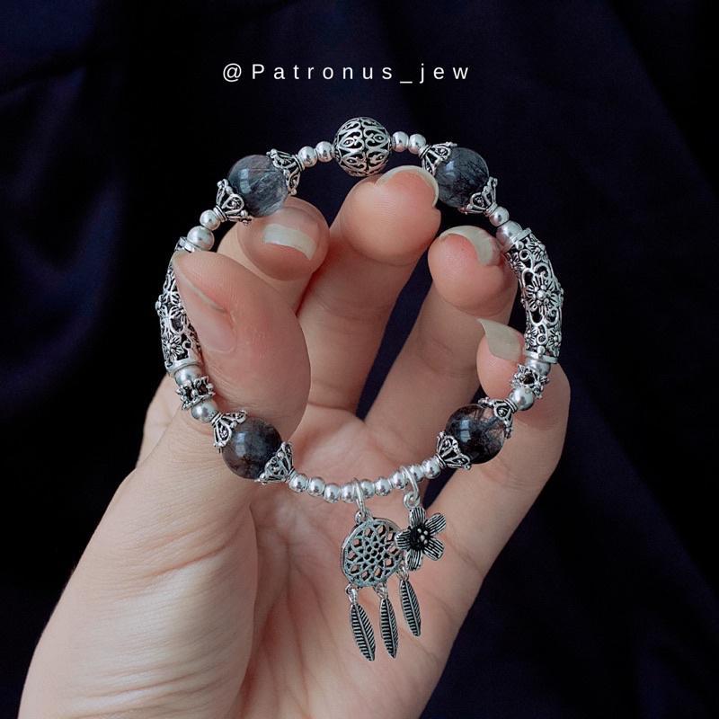 Vòng Tay Tóc Đen Phối Charm Bạc 925 VTTATDPC92522A Patronus