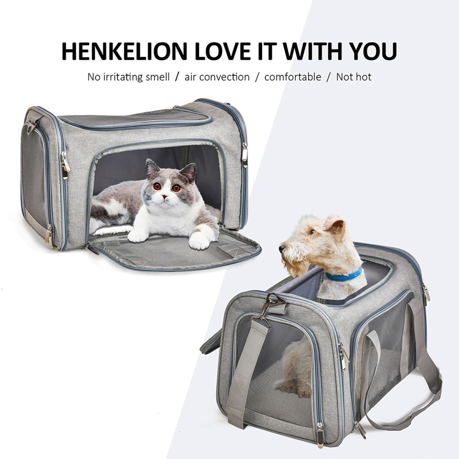 Soft PVC Pet Dog Carrier Backpack w/ Handles Pet Carrying Box Travel Bag w/ Washable Cozy Bed Folding for Puppy Cat Rabbit Escape Proof Breathable