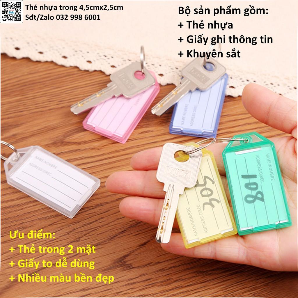 Combo 10 Thẻ nhựa ghi chú treo chìa khóa, Viết hoặc in ấn tên, SĐT treo balo, vali đánh dấu vật dụng bay_muoi