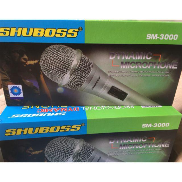 Micro có dây hát karaoke gia đình SHUBOSS SM3000 cao cấp hút âm tốt làm bằng kim loại sáng bóng chắc chắn, bảo hành 12th