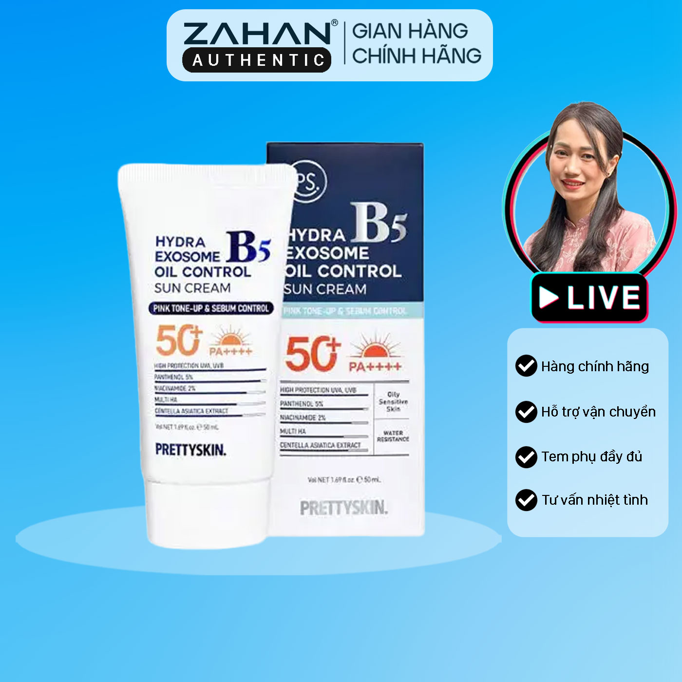 [Bản 2025] Kem chống nắng B5 Cica Exosome Prettyskin