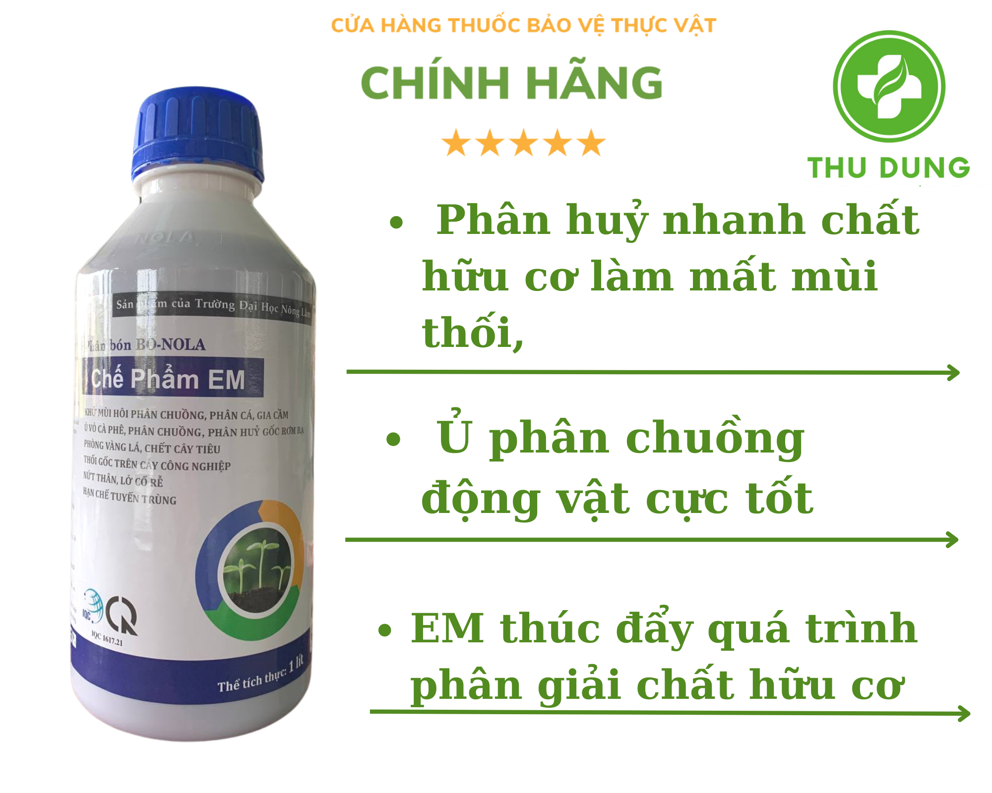 Chế phẩm EM-đại học nông lâm 1 LÍT - Khử mùi hôi phân chuồng - Dùng ủ phân chuồng,...