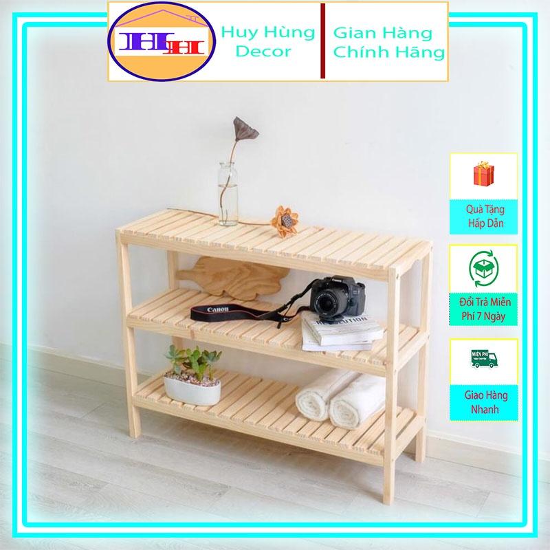 Kệ Gỗ Để Giày Dép 3 Tầng Bằng Gỗ Thông , Kệ Gỗ Đa Năng 3 Tầng Dài 100cm