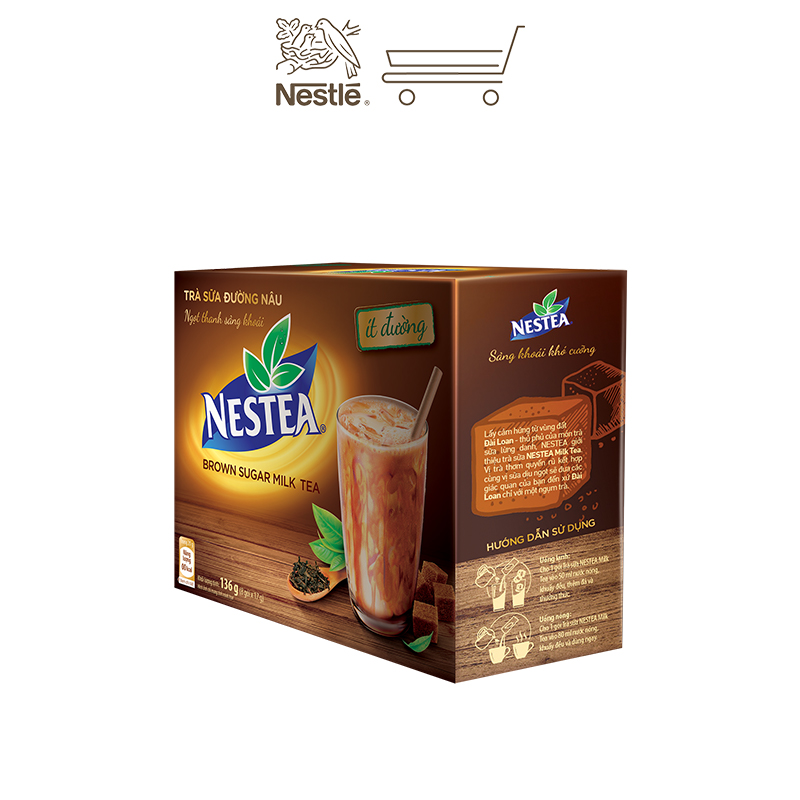 Combo 3 Hộp Trà sữa đường nâu NESTEA 8 gói x17g